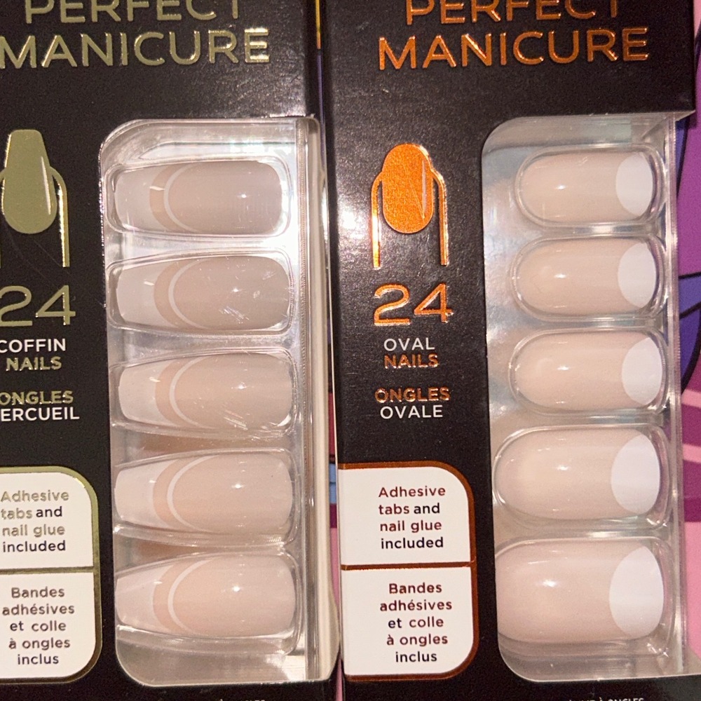 Sally Hansen Perfect Manicure Press On Nails - Coffin & Oval French Neutral X2